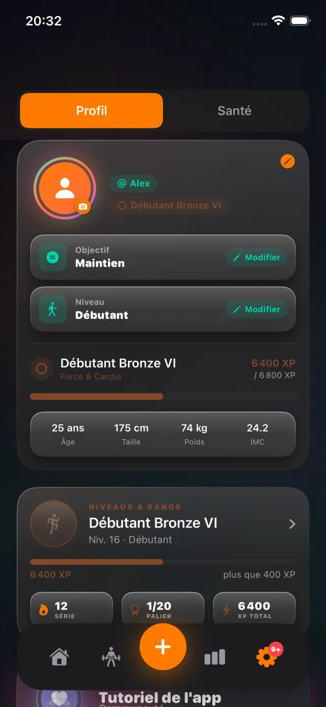 Profil et niveaux Aura