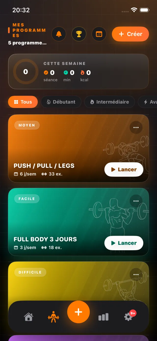 Programmes d'entraînement